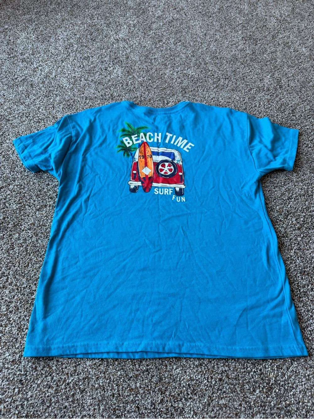 Banana Boat Beach Time Surf Van Graphic T Shirt Blue Adult XL Front Back